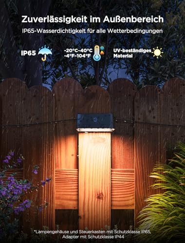 Govee Luci da Esterno per Recinzioni, Luce per Recinzione RGBIC con Luce Bianca, Luci Intelligenti per Gradini IP65, Funzionano con Alexa e Matter, per Patio, Passi, Cortile, 6 confezioni - Immagine 2
