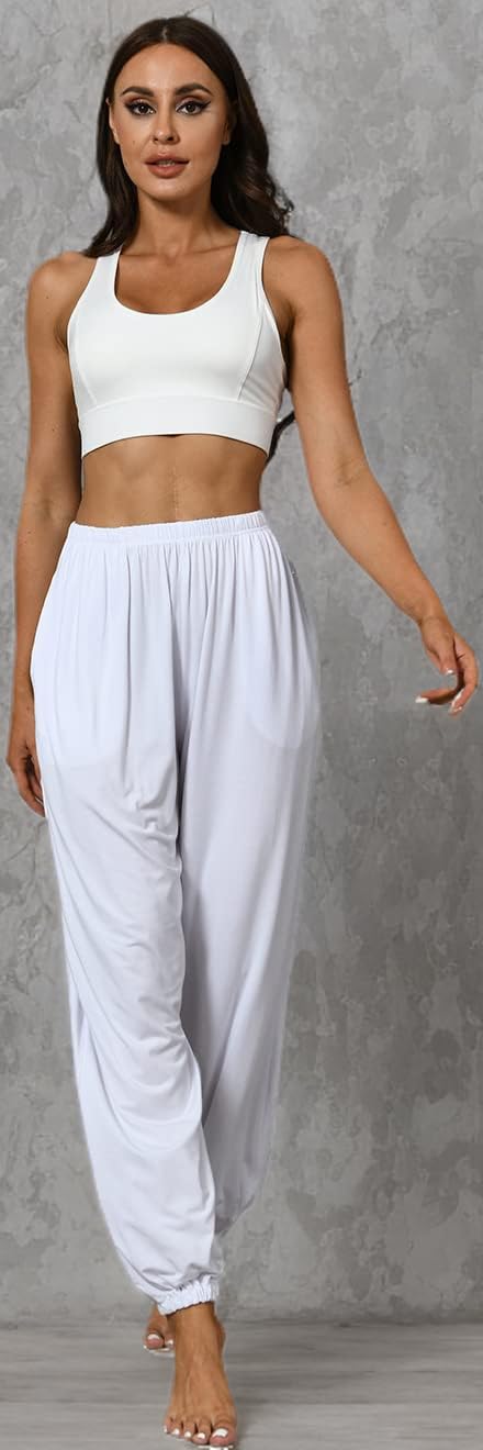 HOEREV Super Soft Modal Spandex Harem Yoga Pilates Pants