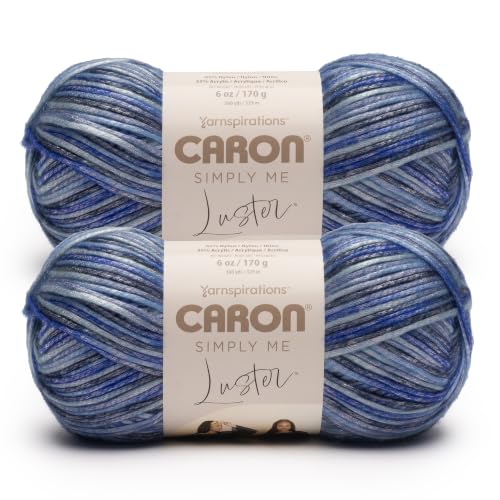 Image of Caron Simply Me Luster Yarn for Crocheting Soft, Ocean Wave, 2-Pack