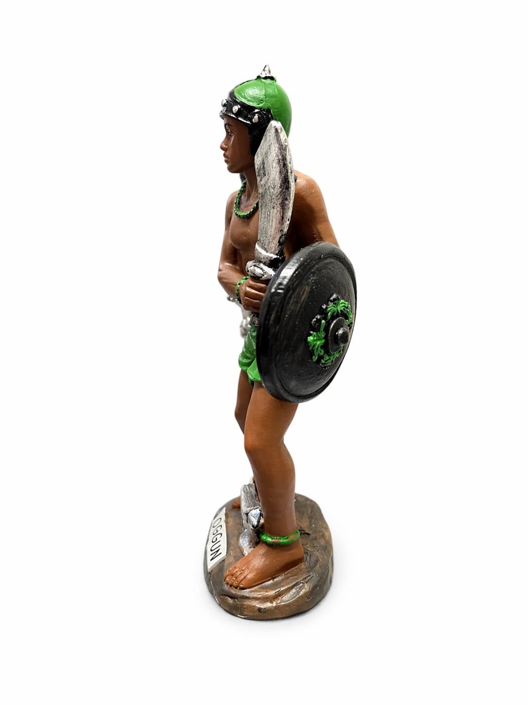 JAVIER, S.A Estatua de Oggún, Orisha del Hierro y el Trabajo, Figura Religiosa de Resina con Yunque y Escudo, 15 cm