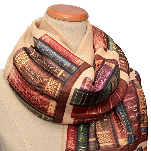 Universal Zone Bookshelf Scarf. Literary Shawl with the famous books' titles, Bookish Gift, Literary Gift, Book Lover Scarf, Librarian gift.2