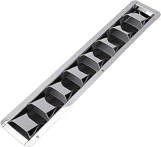 Qiilu Boat Vents Deck Plates Boat Louver Vent Stainless Steel Marine Vent Grille Oblong Stainless Steel 8 Slots Grid Cover Boat Shutters Blind Louvre