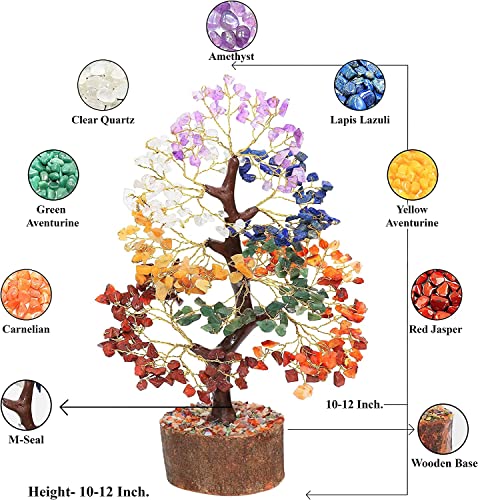 7 Chakra Tree Of Life - Crystal Tree For Positive Energy - Gemstone Tree - Seven Chakra Tree - Spiritual Wisdom - Feng Shui Tree Decor - Handmade - Healing Tree - Attract Good Luck & Charm Gift #TOP4