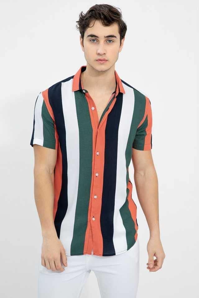Image of Polly Cotton Solid Half Sleeve Shirt for Men