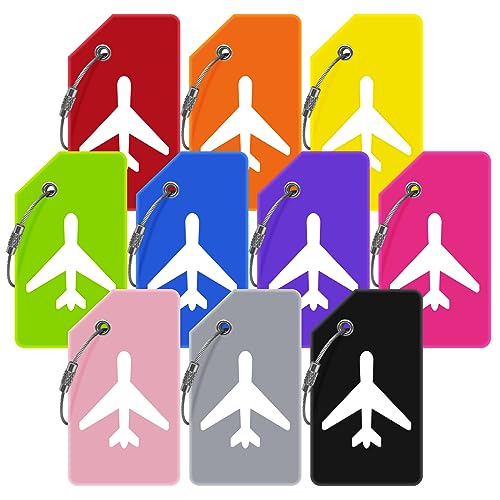 Maetrin Etiquetas de bagagem para mala, 10 peças de etiquetas de silicone premium de cores mistas, i