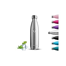 Borraccia- 500 ml- Borraccia Termica, Senza BPA, Borraccie Acciaio Inox, Senza Perdite, Borracce Metallo, Acciaio Inossidabile 18, 8, Bottiglia Termica per Scuole, Campeggio, Uffici, Viaggio, Caffè