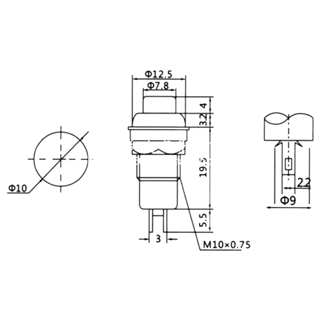 Larcele Latching Push Button Switch 2 Pin Plastic Round Switch, Mounting Hole 10mm,10 Pieces ANKG-09(Red)