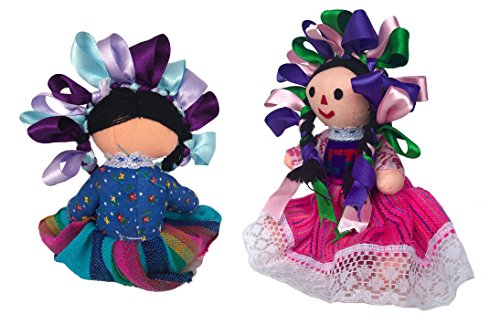 Muñecas de trapo mexicanas artesanales 2 pack 7 pulgadas miniatura 2