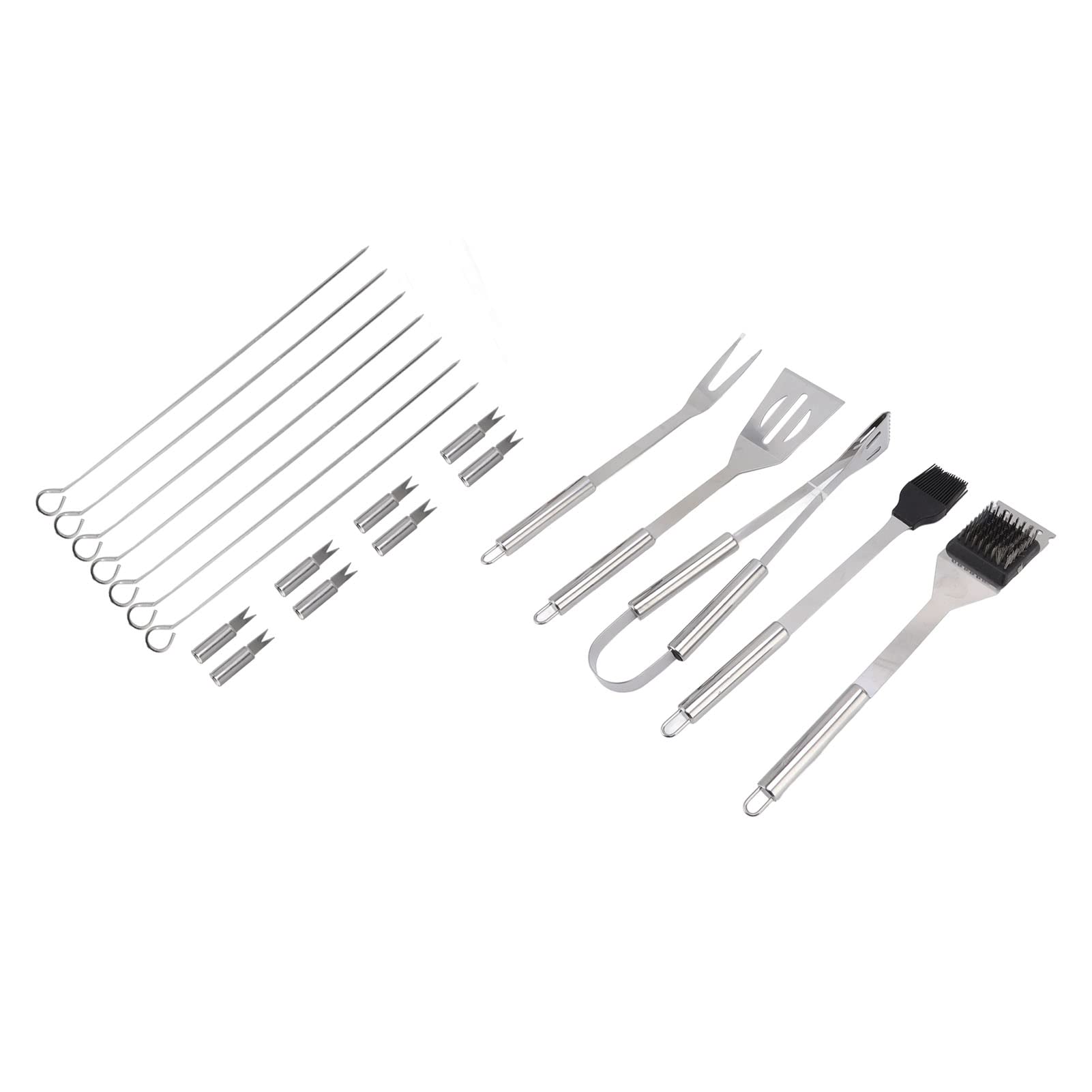 Set di Utensili per Griglia per Barbecue 20 Pezzi Attrezzo per Barbecue in Acciaio Inossidabile Set per Grigliate Portatile all'aperto Manico in Legno Antiscottatura 1047g per la Famiglia