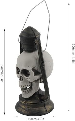 Miniatura 8 de Farol de Halloween con luz LED de estatua de cráneo, decoración de Halloween, luz nocturna de resina, accesorio de calavera de terror, decoración de