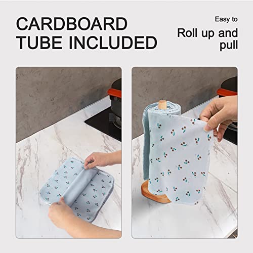 Kumebon Reusable Paperless Paper Towels Roll -Value 25 Pack Washable Cotton Soft Absorbent Cloth Placemats For Kitchen Dining Table With Wash Bag Sustainable Eco Friendly thumb #3