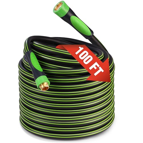 WORKPRO Hybrid Garden Hose 5/8 in.x 100ft, Water Hose Heavy Duty, Flexible, Lightweight Hybrid Rubber Hose with Rotary Handle, 3/4