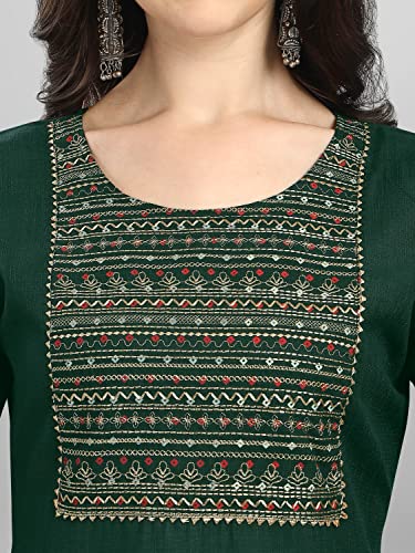 Image of VredeVogel Women Cotton Slub Straight Kurta Set With Pant and Net Embroidery Dupatta