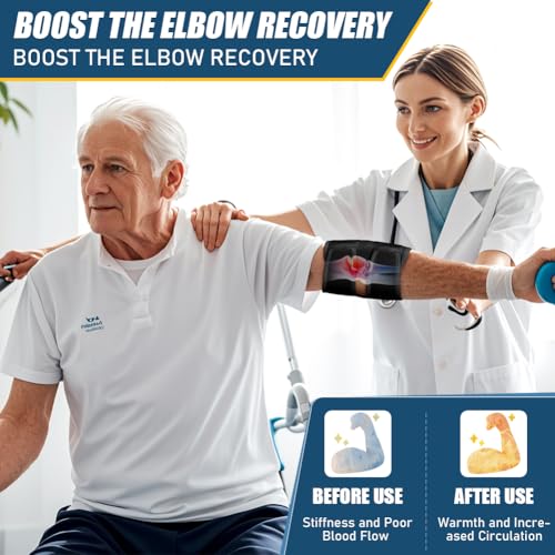 Fefod Ellenbogenbandage, Tennisarm bandage, Kompression Ellenbogen Bandage für Arthritis, Sehnenentzündung, Ellenbogenschoner für Sport, Golferarm, Tennisarm Armbandage Herren und Damen, 1 Stück