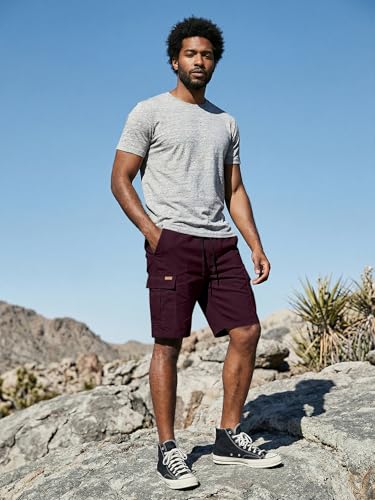 Image of JMIERR Mens Casual Cotton Twill Cargo Shorts Drawstring Classic Chino Stretch Short with 6 Pockets