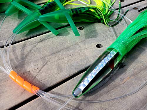 Lobo Lures #222 Green Machine Tuna Bullet 400lb Leader y Gancho 10/0 miniatura 5