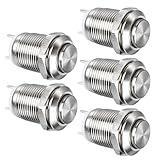 GUUZI Lot de 5 Boutons Poussoirs Momentanés en Métal Etanche SPST Sans Bouton Momentané 2A 12V/24V/125V/250V 12mm (Tête Haute)