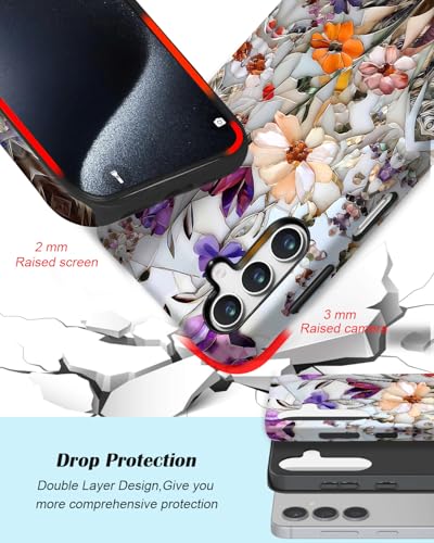 Coque Samsung Galaxy A37 5G BSMOSPER antichoc double couche marbre fleur