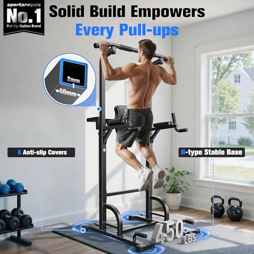 Sportsroyals Power Tower Dip Station Pull Up Bar for Home Gym Strength Training Workout Equipment, 450LBS. by Sportsroyals - Image 2
