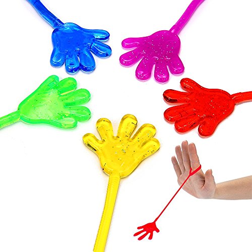 AMGLOBAL 100 Pieces Assorted Stretchy Sticky Toy, Includes 20 Sticky Hands, 20 Sticky Snakes, 20 Sticky Hammers, 20 Sticky Frogs and 20 Wall Climb Men for Kids for Fun