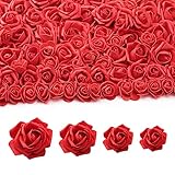 200 Pcs Artificial Rose Flower Heads for Crafts Artificial Stemless Rose Flower Heads Mini Fake Rose Foam Flowers Coral Red Foam Fake Roses for Home DIY Wedding Centerpieces Party Cake Decorations