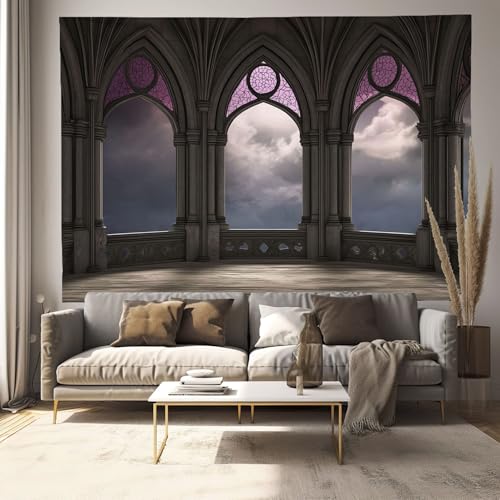 Chambre sans relief ? Decouvrez la tapisserie murale gothique 3D gris MULERN 200x150cm