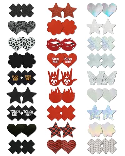 Image of CICKEE Pasties Rave Pack 27 Pairs Multicolor Nipple Covers Pasties Glitter Pasty
