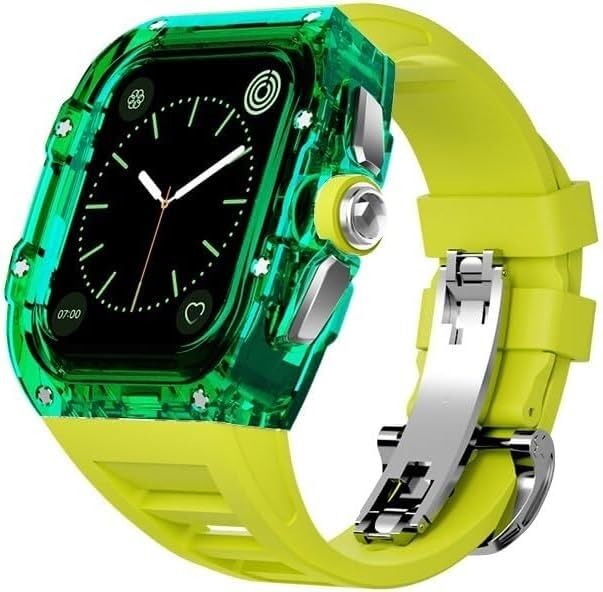 Correa de goma transparente para Apple Watch Ultra de 45 mm y kit de cierre de reloj ágata