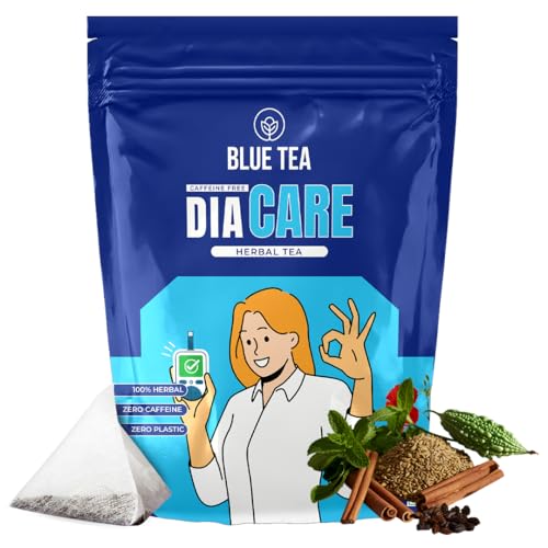 Image of BLUE TEA - Dia Care Tea - 30 Tea Bags - Plant Based | Regulates Blood Sugar - Anti Diabetes | Insulin Resistant | Paneer Dodi, Bitter Melon, Jamun Seed | Caffeine Free - Herbal Tea | Ziplock Pack