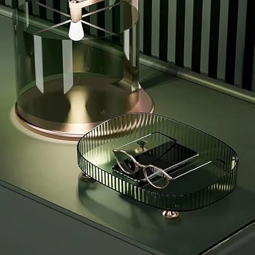 Makeup Perfume Organizer, Bathroom Vanity Tray, Decorative Dresser Tray, Countertop Organizer Tray For Cosmetics, Green #TOP4