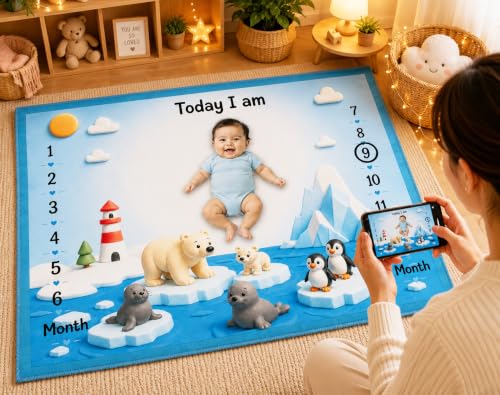 Image of NEW COMERS Milestone Baby Blanket for All Season Play Mat, Super Soft Foam | 3 Layer Thick Mat Blankets for Kids /New Born Monthly Photoshoot