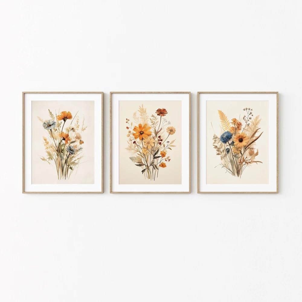 WUHBCZ Wall Posters-Watercolor Wildflower Flower Poster Colorful Floral Prints Boho Art Canvas Painting Minimalist Modern Abstract Wall Picture Bedroom Decor-40 * 50cm/3PCS (No Frame)