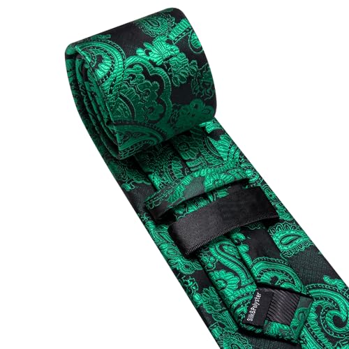 Image of Barry.Wang Men Ties Paisley Woven Silk Necktie Set with Pocket Suqare Cufflinks Formal