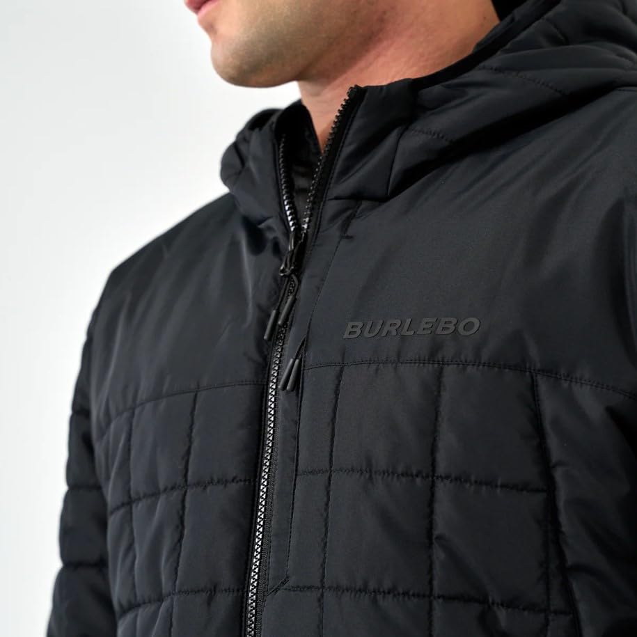 Image of BURLEBO Men's Puffer Jacket - Lightweight Quilted Winter Coat with Zipper Pockets