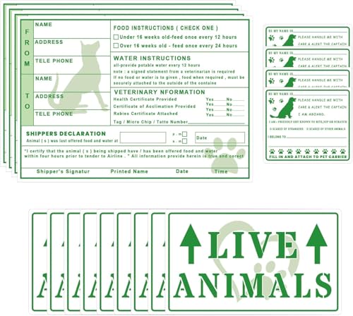 20 x Live Animals Stickers with Arrow for Air Cargo Crate Shipping and Handling Instruction Labels Live Animals