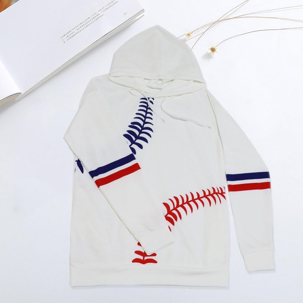 ETATNG Womens Baseball Hoodies Long Sleeve Casual Athletic Loose Pullover Baseball Mom Sweatshirts with Pockets - Image 3