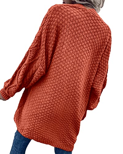 Image of Dyexces Womens Oversized Cable Knit Long Sleeve Lantern Cardigan Sweaters