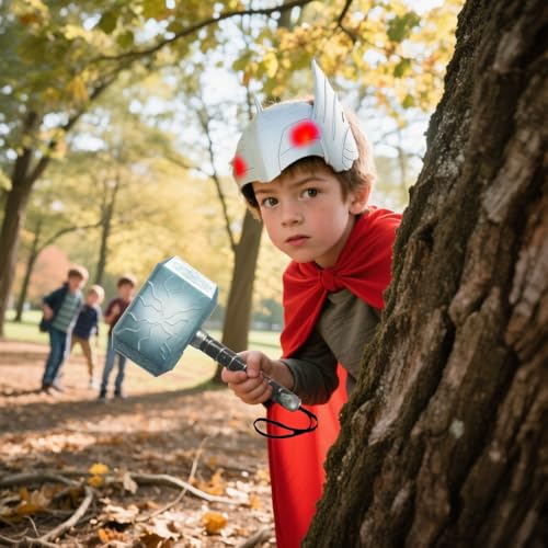 Disfraz infantil con máscara y capa de héroe con luz LED miniatura 4