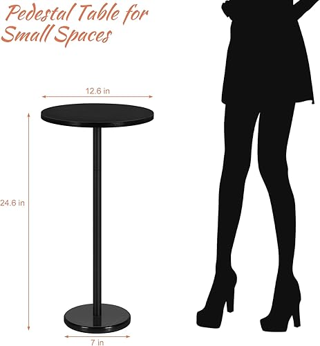 Miniatura 2 de smusei Mesas de bebidas para espacios pequeños, juego de 2 mesas auxiliares redondas pequeñas con base de mármol, soporte de pedestal negro para