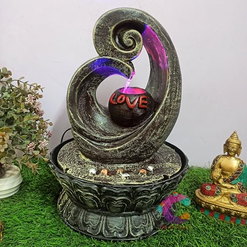 Image of Table Top Water Decorative Fountain for Home Decor /Office /Indoor & Outdoor /Garden /Puja Room /Vaastu C-062 Love