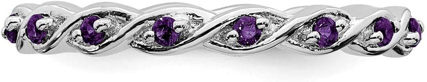 Solid Sterling Silver Stackable Expressions Amethyst Ring