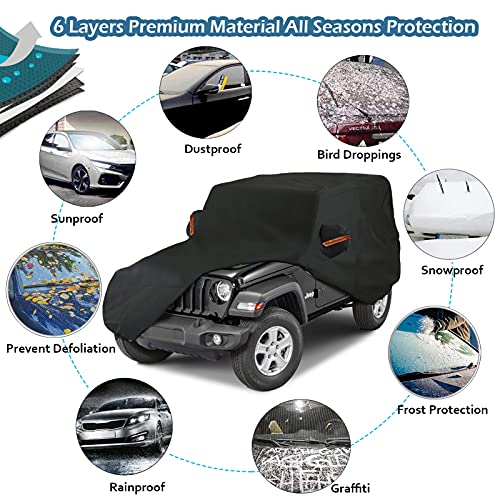 Big Ant 07-2DJEEP COVER-BLACK-FBA Car Cover Custom Fits For Jeep Wrangler 2 Door Jk Jl Tj Yj Cj Sport/Sahara/Rubicon Waterproof All Weather, Full Exterior Cover Outdoor Snow Sun Uv Protection thumb #7