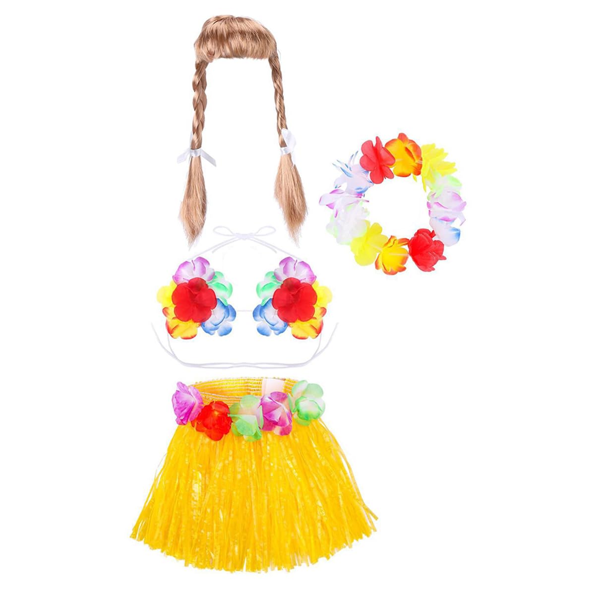 Hawaiian Porch Goose Outfits for 23" Statue, Summer Lawn Goose Costume Set, Bright Tropical Decor for Garden Patio Yard (Hawaiian Style (Women's))