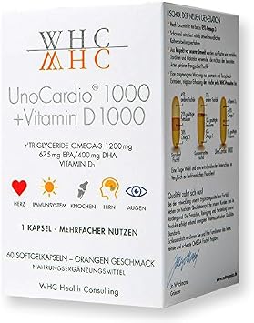 UnoCardio 1000 + Vitamin D 1000 - Omega 3 Fischöl Kapseln Hochdosiert -  Labdoor Qualitäts Testsieger bei Omega-3 Konzentrat Vergleich : Amazon.de:  Drogerie \u0026 Körperpflege