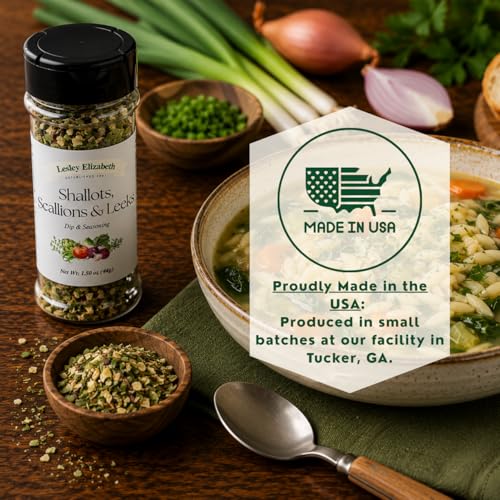 Image of Lesley Elizabeth Shallots, Scallions & Leeks Seasoning - All-Purpose Dip & Herb Blend | Gourmet Onion Spice for Chicken, Vegetables, Seafood & Grilling