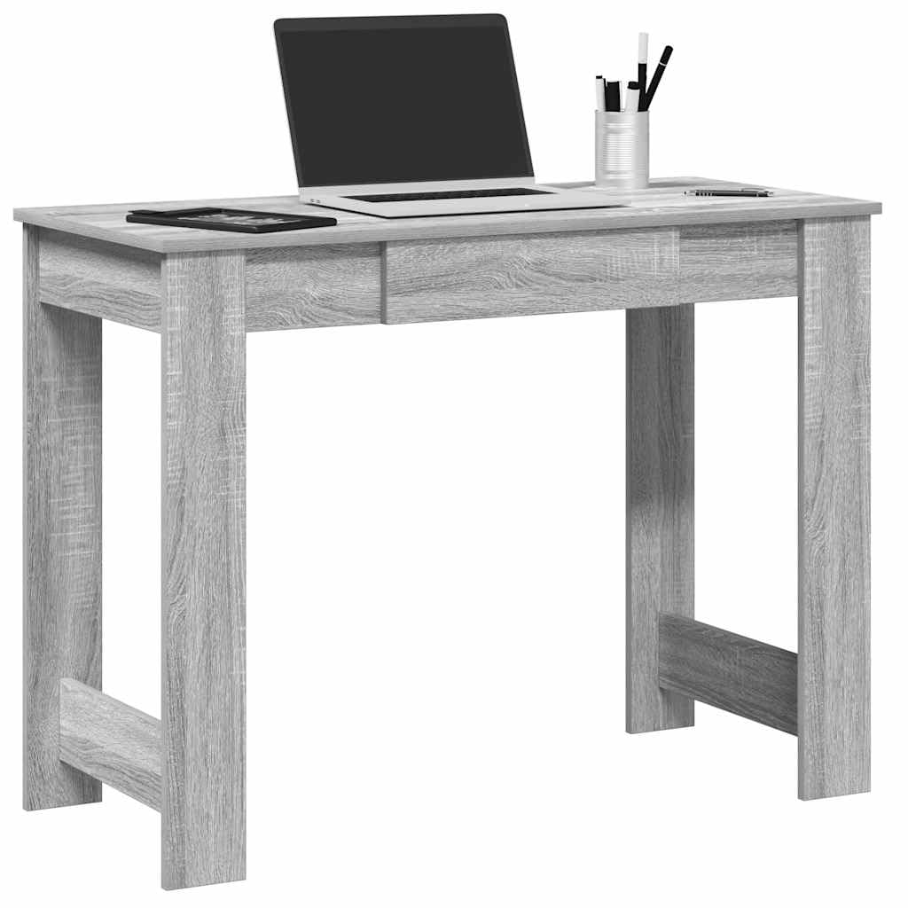 Scrivania grigio Sonoma, in legno Sonoma, 100 x 45 x 75 cm, tavolo da lavoro, scrivania per computer, segretario per casa, ufficio, studio, soggiorno, casa