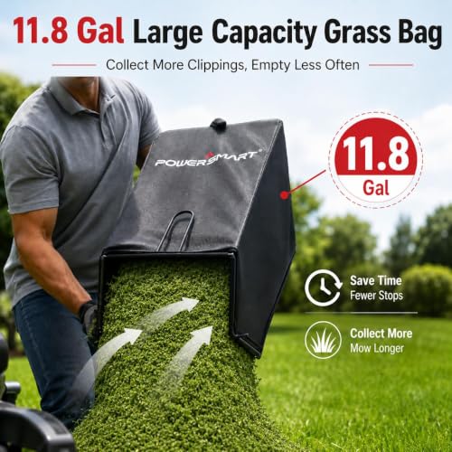 Image of PowerSmart 40V Brushless Cordless 17 inch 3-in-1 Push Lawn Mower & Leaf Blower Combo, 6-Position Height Adjustment & 11.8 Gal Bag, 115 MPH 465 CFM 2 Mode Blower, Battery Powered Yard Tools Set