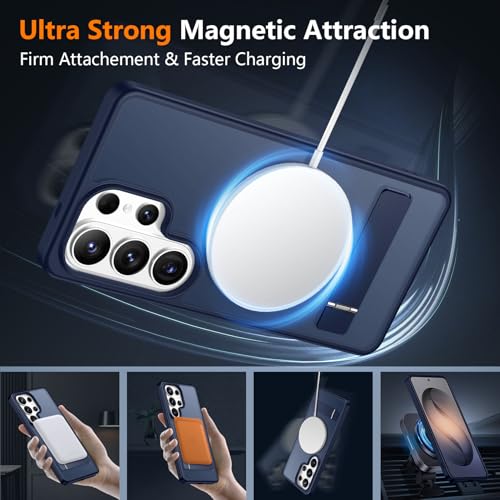 Image of SPIDERCASE Magnetic for Samsung Galaxy S26 Ultra Case,[Built-in Invisible Kickstand][Compatible with Magsafe] Slim Translucent Matte Phone Case for S26 Ultra 6.9'',Blue