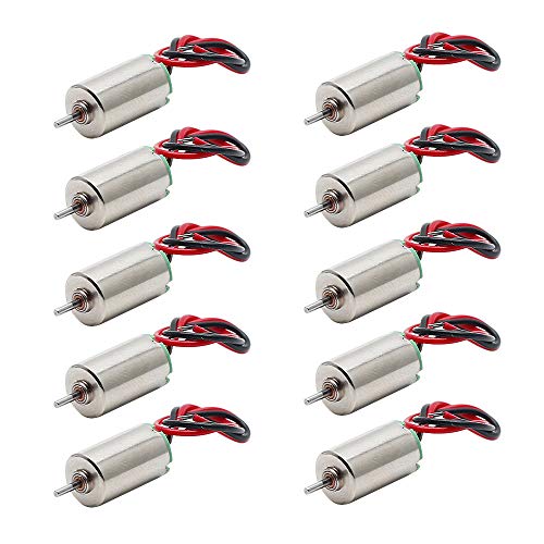 Augiimor 10PCS Coreless Micro DC Motor 6x10mm Mini DC Motors 3.7V 30000RPM Micro Motors for Blade Inductrix Tiny Whoop