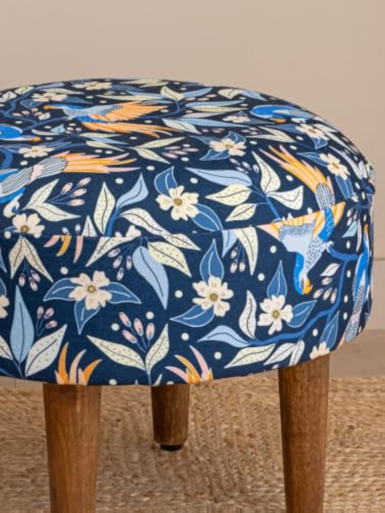 Multicolour Ottoman Stool with Soft Cushion Seat